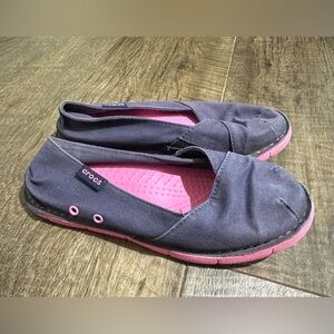 Girls CROCS Loafer Sneaker #15838 Size J3 Espadrilles shoes navy pink
